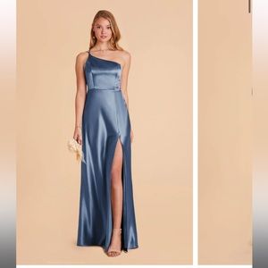 One Shoulder Floor Length Satin Dress